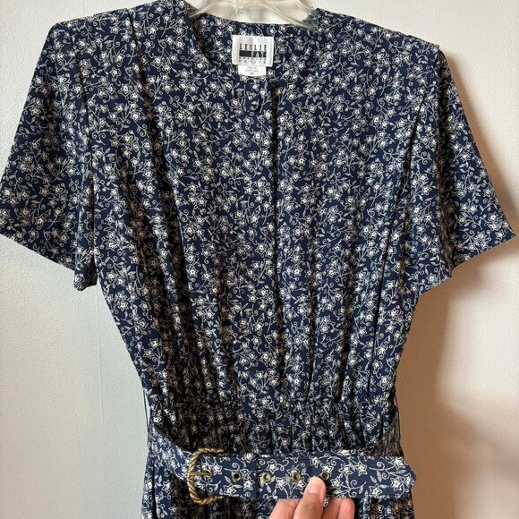 Vintage Cottagecore 80 S Navy Blue F 9 B 3 - Picture 6 of 7